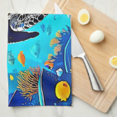 Sea Turtle Coref Reef Art Geschirrtuch (Viertel Falte)