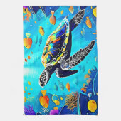 Sea Turtle Coref Reef Art Geschirrtuch (Vertikal)