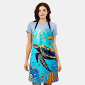 Sea Turtle Coref Reef Art Schürze (Getragen)