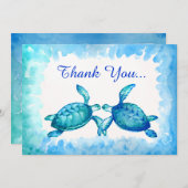 Sea Turtle Danke Cards - Aquamarines blaues Wasser (Vorne/Hinten)