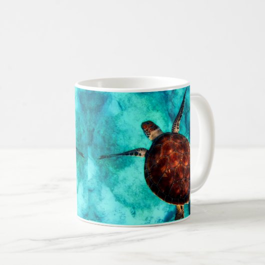 Sea Turtle Design Personalisierter Kaffee Tasse Cu (VorderseiteRechts)