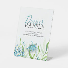 Sea Turtle Diaper Raffle Baby Shower Tabletop Sign Sockelschild