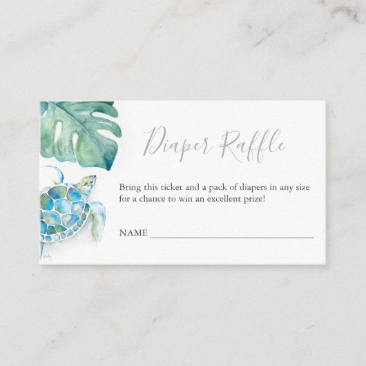 Sea Turtle Diaper Raffle Invitation Enclosure Card Begleitkarte (Vorderseite)