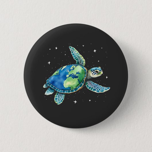 Sea Turtle Earth Day 2025 Sea Animals Button (Vorderseite)