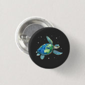 Sea Turtle Earth Day 2025 Sea Animals Button (Vorne & Hinten)