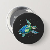Sea Turtle Earth Day 2025 Sea Animals Button (Vorne & Hinten)