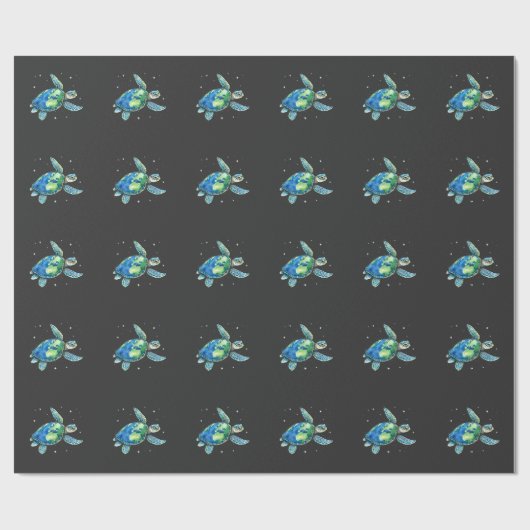Sea Turtle Earth Day 2025 Sea Animals Geschenkpapier (Flach)