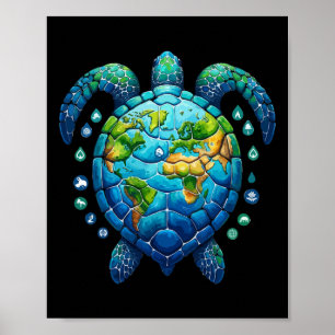 Sea Turtle Earth Day Sea Animes Women Men Sea Tur Poster