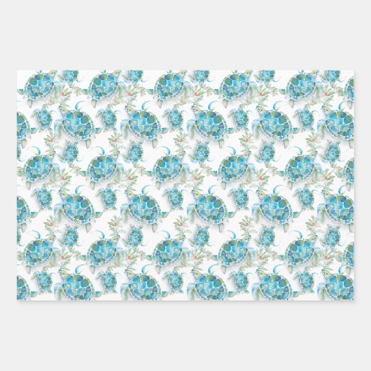 Sea Turtle Einzigartige Weihnachtsgeschenke Geschenkpapier Set (Vorderseite 2)