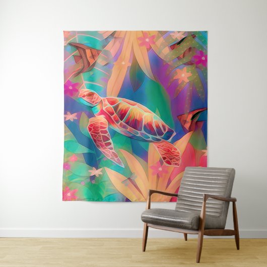 Sea Turtle Fantasy Scene Groß Wandteppich (Beispiel)