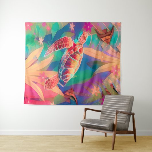 Sea Turtle Fantasy Scene Groß Wandteppich (Beispiel (Horizontal))