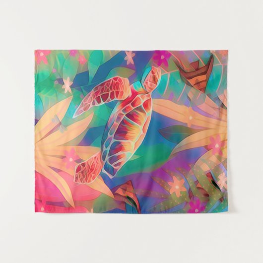 Sea Turtle Fantasy Scene Medium Wandteppich (Vorderseite (Horizontal))