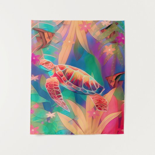 Sea Turtle Fantasy Scene Medium Wandteppich (Vorderseite)