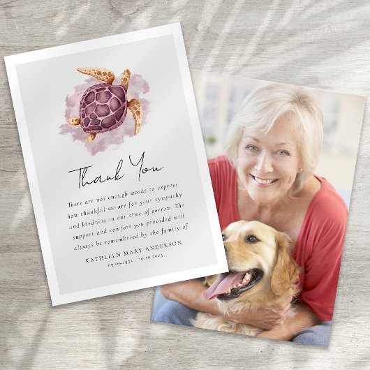 Sea Turtle Foto Beileid Beerdigung Dankeskarte