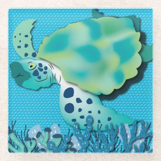 Sea Turtle Glass Untersetzer (Vorderseite)