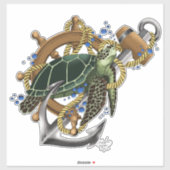 Sea Turtle Green Blue Aufkleber (Blatt)