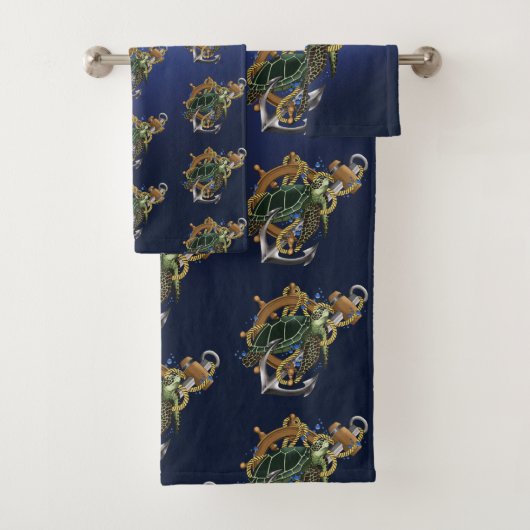 Sea Turtle Green Blue Badhandtuch Set (Insitu)