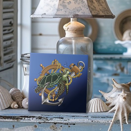 Sea Turtle Green Blue Fliese