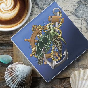 Sea Turtle Green Blue Glasuntersetzer