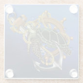 Sea Turtle Green Blue Glasuntersetzer (Rückseite)