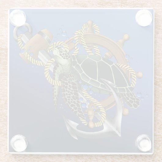 Sea Turtle Green Blue Glasuntersetzer (Rückseite)