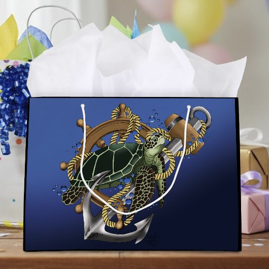 Sea Turtle Green Blue Große Geschenktüte