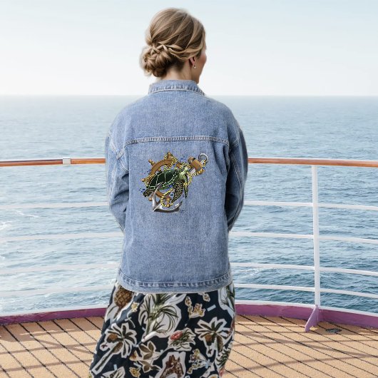 Sea Turtle Green Blue Jeansjacke