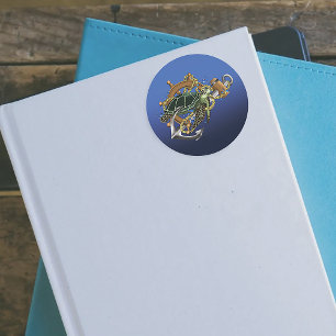 Sea Turtle Green Blue Runder Aufkleber