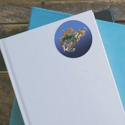 Sea Turtle Green Blue Runder Aufkleber