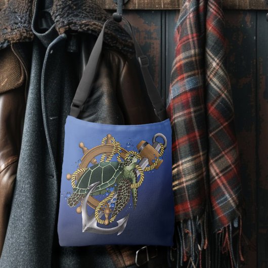 Sea Turtle Green Blue Tragetaschen Mit Langen Trägern