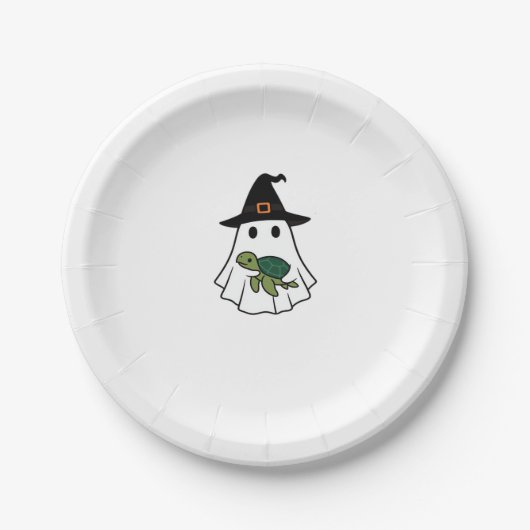 Sea Turtle Halloween Ghost Hexenhut Tierliebhaber Pappteller (Vorderseite)