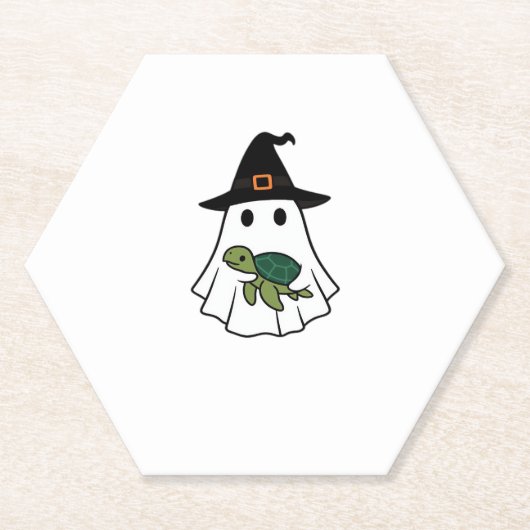 Sea Turtle Halloween Ghost Hexenhut Tierliebhaber Untersetzer (Vorderseite)