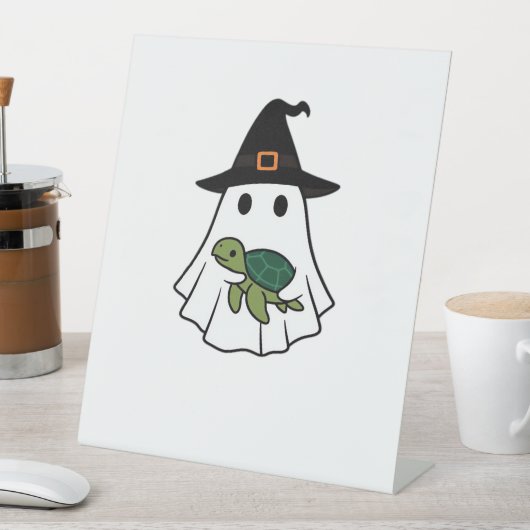 Sea Turtle Halloween Ghost Witch Hat Animal Lovers Sockelschild (In Situ)