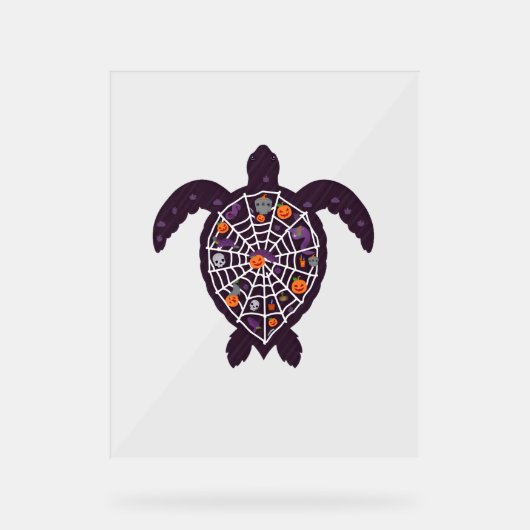Sea Turtle Halloween Spider-web Pumpkin Ghost Hall Acrylschild (Vorderseite)