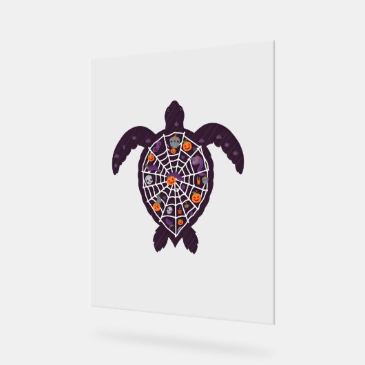Sea Turtle Halloween Spider-web Pumpkin Ghost Hall Acrylschild (Winkel)