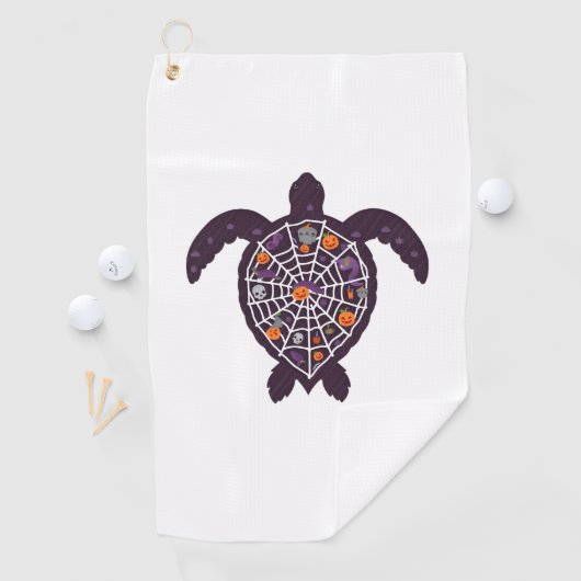 Sea Turtle Halloween Spider-web Pumpkin Ghost Hall Golfhandtuch (Insitu)