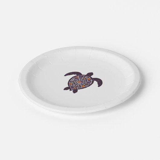 Sea Turtle Halloween Spider-web Pumpkin Ghost Hall Pappteller (Schrägansicht)