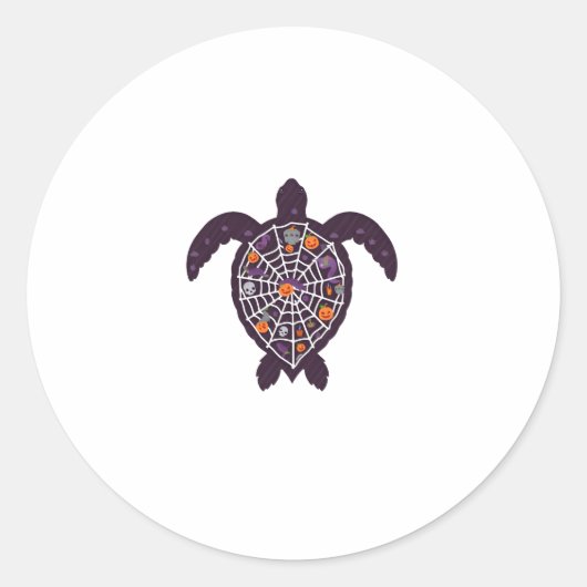 Sea Turtle Halloween Spider-web Pumpkin Ghost Hall Runder Aufkleber (Vorderseite)