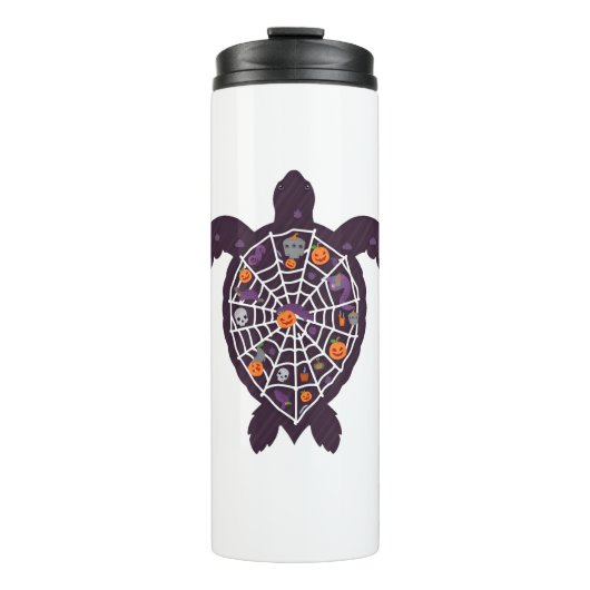 Sea Turtle Halloween Spider-web Pumpkin Ghost Hall Thermosbecher (Vorderseite)