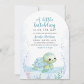 Sea Turtle Hatchling Baby Shower Boy Blue Arch Einladung (Vorderseite)