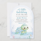 Sea Turtle Hatchling Baby Shower Boy Blue Arch Einladung (Vorderseite)