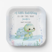 Sea Turtle Hatchling Boy Baby Shooting Paper Pappteller (Vorderseite)