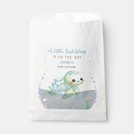 Sea Turtle Hatchling Boy Blue Baby Dusche Geschenktütchen (Vorderseite)