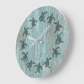 Sea Turtle Hatchling Holz Muster Wall Clock Große Wanduhr (Winkel)