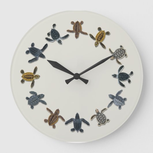 Sea Turtle Hatchling Wall Clock Große Wanduhr (Vorderseite)