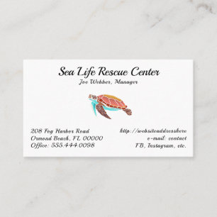 Sea Turtle Illustriert White Business Cards Visitenkarte