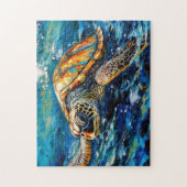 Sea Turtle in Expressive Oil Brushwork Puzzle (Vertikal)