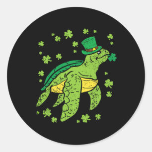 Sea Turtle Kleeblatt St Patricks Day Leprechaun Ha Runder Aufkleber