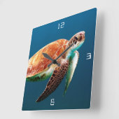 Sea Turtle Large Square Wall Uhr (Winkel)