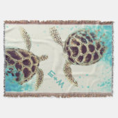 Sea Turtle Liebe Monogram Personalisiert Decke (Vorderseite)